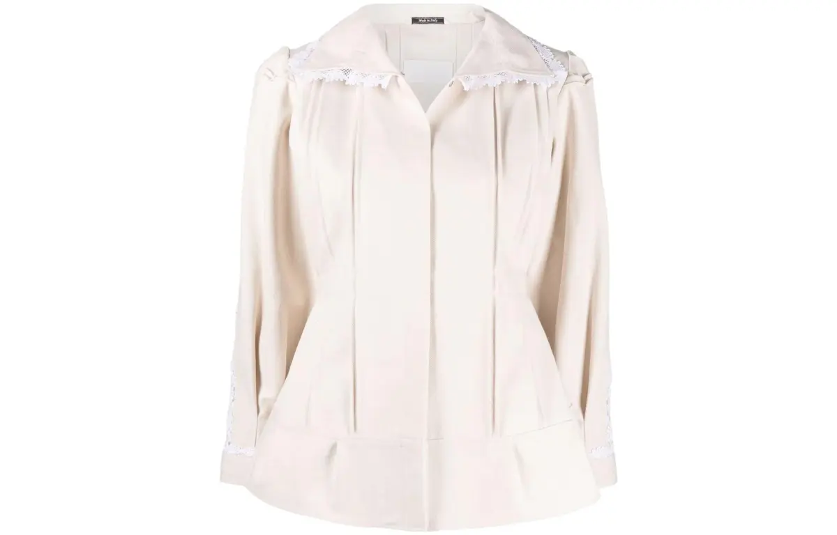 Maison Margiela lace-trim pleat-detail fitted jacket
