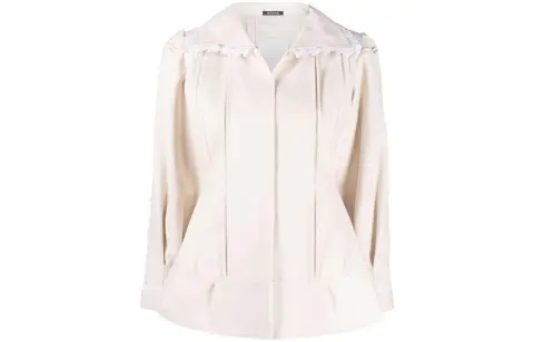 Maison Margiela lace-trim pleat-detail fitted jacket