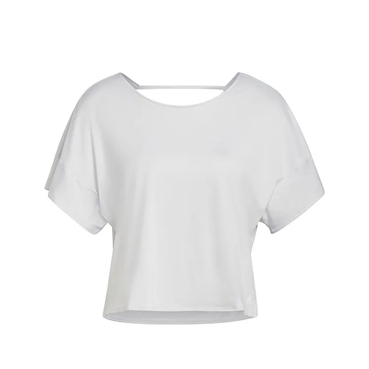 Adidas T-Shirts Women's White Crew Neck Moderate Straight Fit
