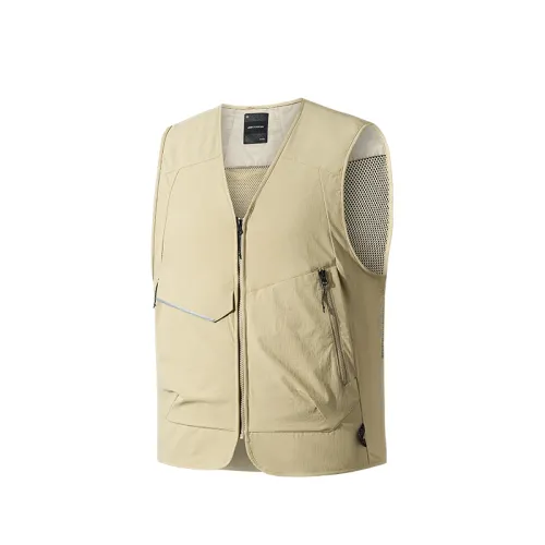 ANTA Vests Unisex Plain Khaki Collarless Thin Workwear