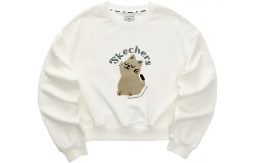 Skechers Colorful Sweatshirts Women's Marshmallow White/0074 Crew Neck Moderate Regular