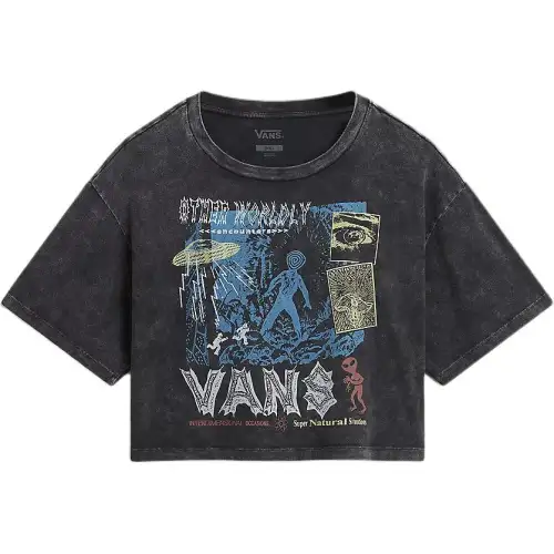 Vans Drop Shoulder Sleeve T Shirt Women's Black