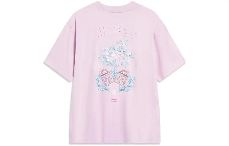 Li Ning Sports Life Collection Drop Shoulder Sleeve T Shirt Women's Lotus Root Powders Purple