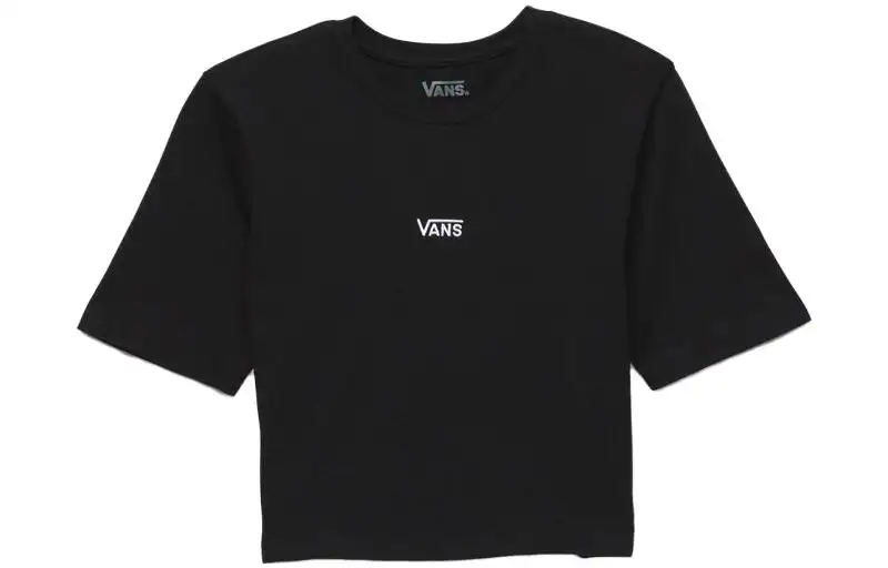 Vans T Shirts Women's Black Crew Neck Moderate Straight Fit