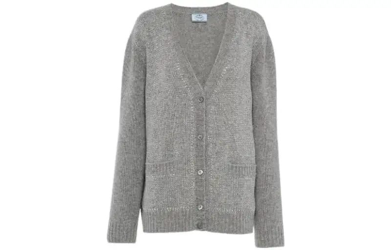 PRADA Cashmere Sweaters Women's Gray V Neck Moderate