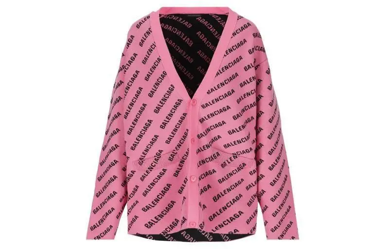 Balenciaga Logo Intarsia-Knit Cardigan