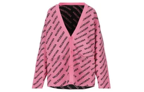 Balenciaga Logo Intarsia-Knit Cardigan