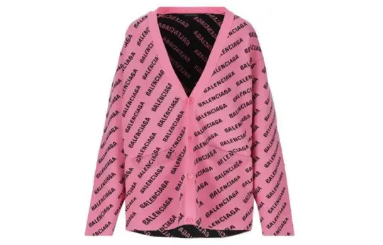 Balenciaga Logo Intarsia-Knit Cardigan