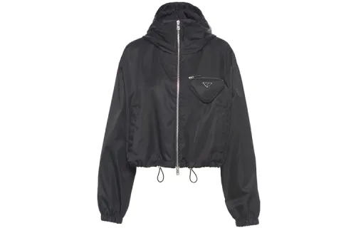 PRADA Jackets Women's Black Hooded Moderate Other
