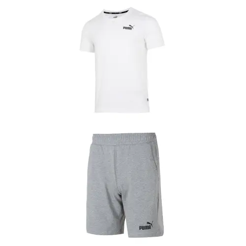 PUMA Casual Sportswear Men's White+Gray Crew Neck Moderate