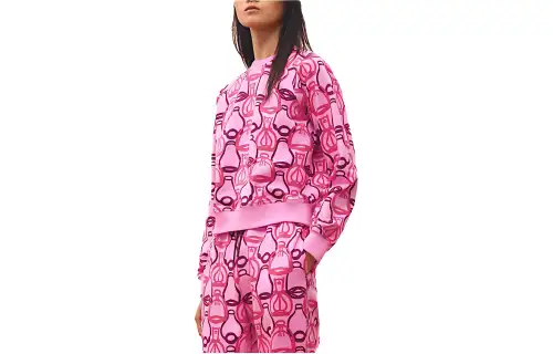 HERMES Sweatshirts Women's Pink Crew Neck Moderate Other