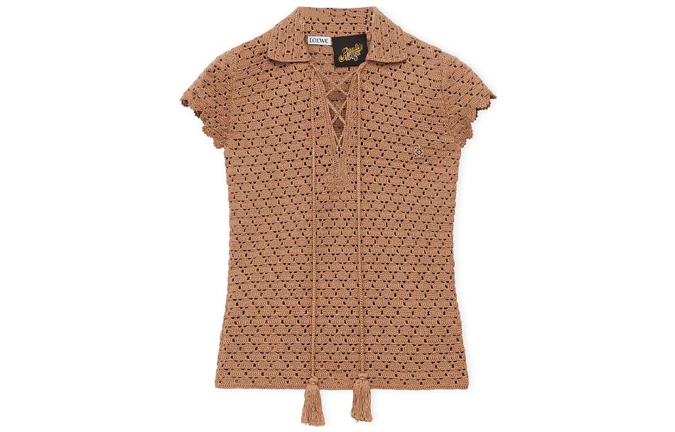 LOEWE Polo Shirts Women's Umber Polo Collar Moderate Straight Fit