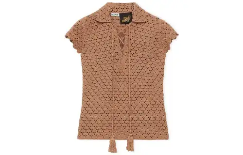 LOEWE Polo Shirts Women's Umber Polo Collar Moderate Straight Fit