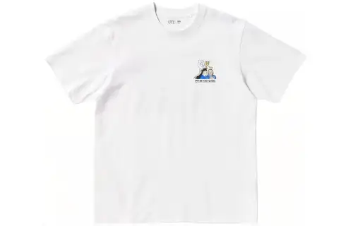 UNIQLO Detective Conan Co Branded T Shirts Unisex White Crew Neck Moderate Straight Fit