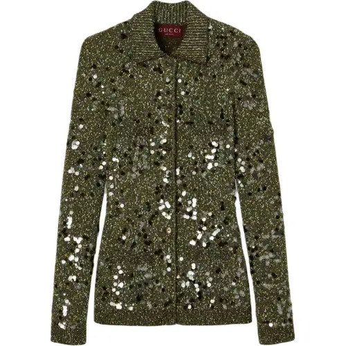GUCCI Polo Neck Tweed Cardigan