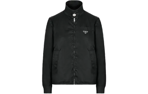PRADA Jackets Women's Black Stand Collar Moderate Other