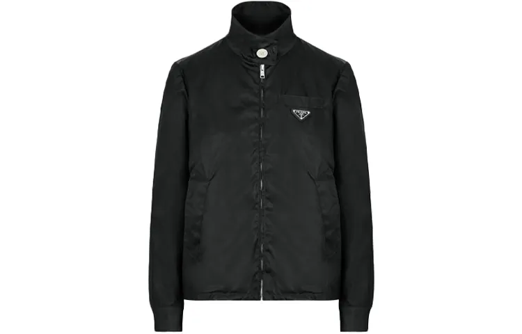 PRADA Jackets Women's Black Stand Collar Moderate Other