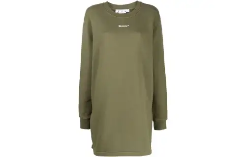 OFF WHITE Flock Chine Flower Arrow Dress Military Green