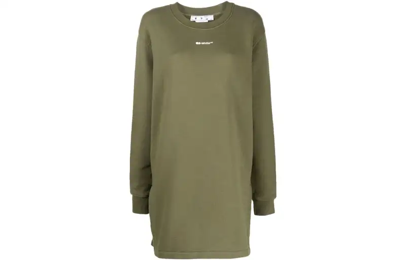OFF WHITE Flock Chine Flower Arrow Dress Military Green