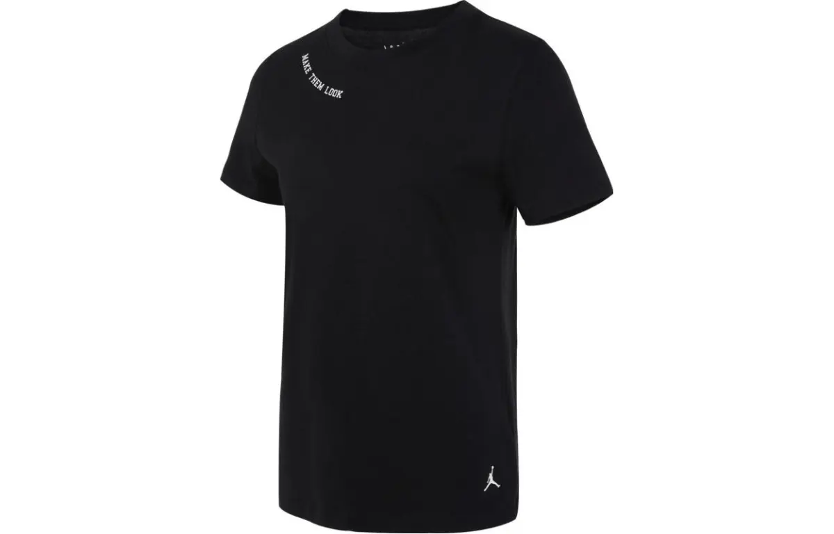Jordan T-Shirts Women's Black Crew Neck Moderate Straight Fit