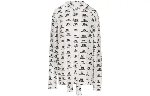Balenciaga Allover Logo Printed Long Sleeved Shirt