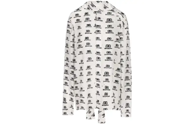 Balenciaga Allover Logo Printed Long Sleeved Shirt