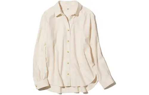 UNIQLO Shirts Women's Ivory Half Open Collar Moderate Shirt