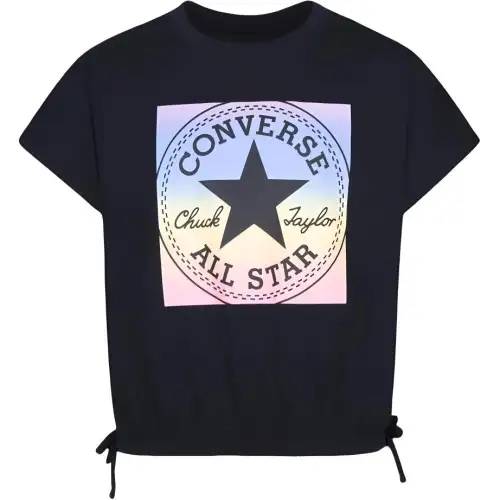 Converse T Shirts Women's Black Crew Neck Moderate Straight Fit