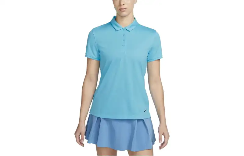 Nike Polo Shirts Women's Sea Blue Polo Collar Moderate Straight Fit