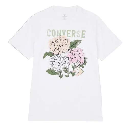 Converse T Shirts Women's White Crew Neck Moderate Straight Fit