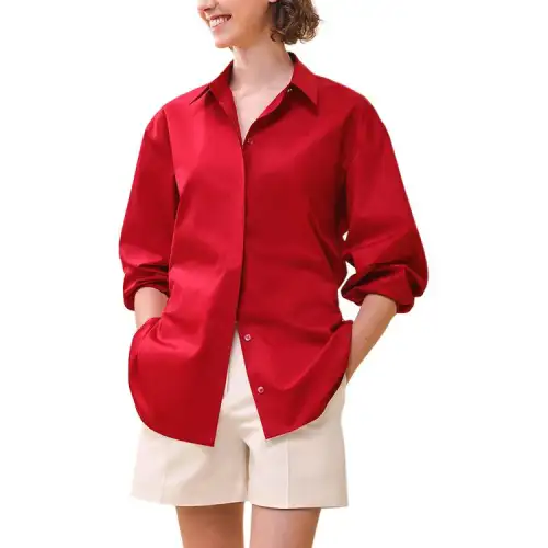 HERMES Shirts Women's Ruby Lapel Moderate Other