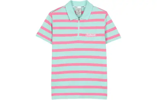 Skechers Polo Shirt Women's Ginger Blossom Mint Green Stripes