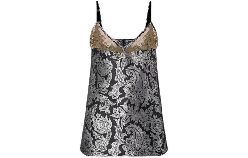 LOUIS VUITTON Beaded Paisley Printed Tank Top Camisole Women's Gray