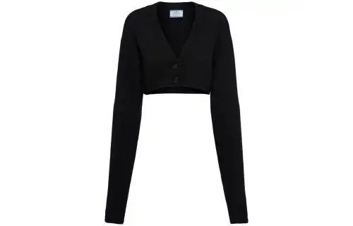PRADA Cashmere Sweaters Women's Black V Neck Moderate