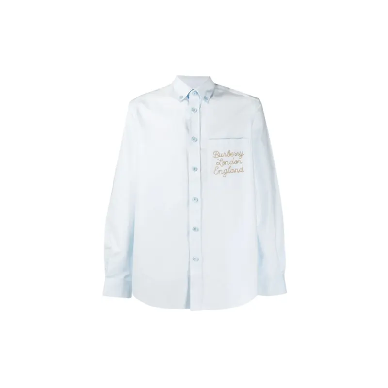 Burberry Shirts Men's Blue Pointed Collar Moderate Other