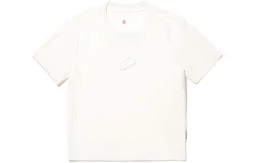 Li Ning T Shirts Women's Ecru Crew Neck Moderate Straight Fit