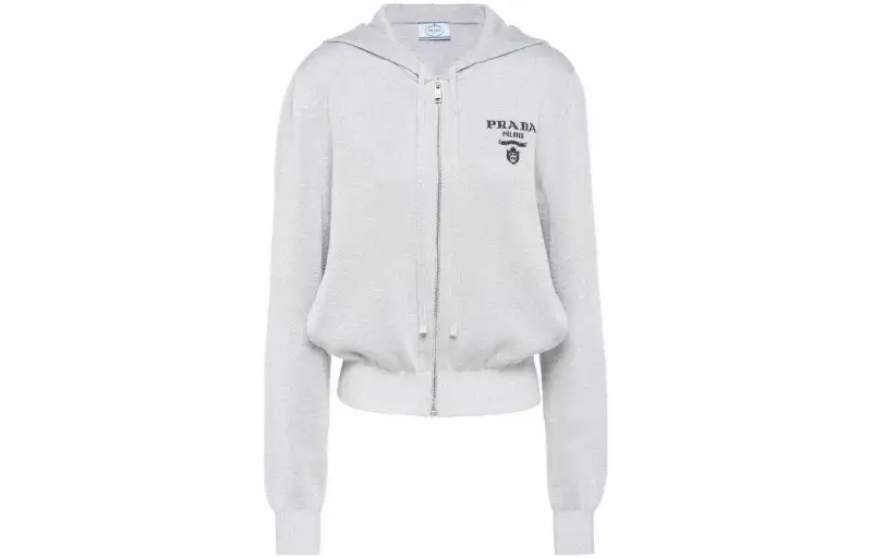 PRADA Sweatshirts Women's Gray Hooded Moderate Regular