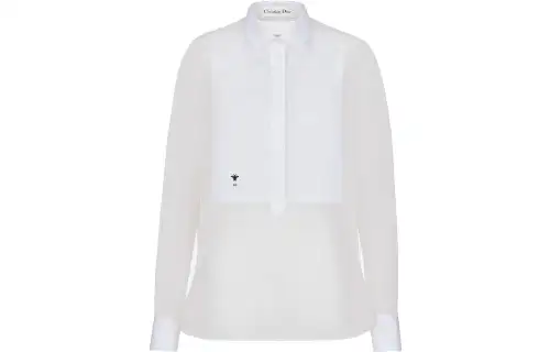 DIOR Shirts Women's White Lapel Moderate Shirt