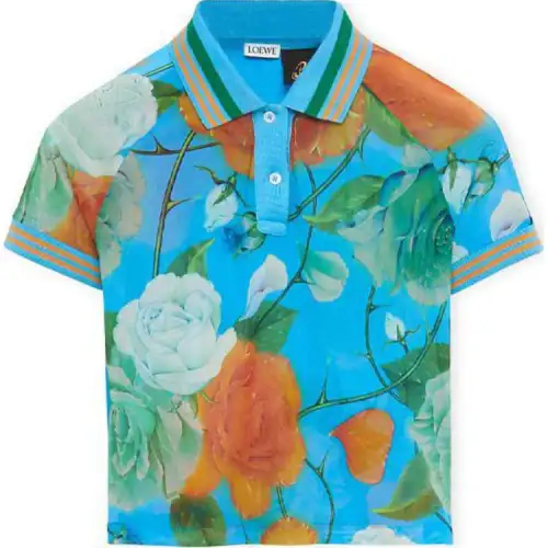 LOEWE Polo Shirts Women's Blue Polo Collar Moderate Straight Fit
