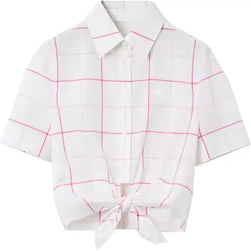 【Previous Season】checked cropped cotton shirt