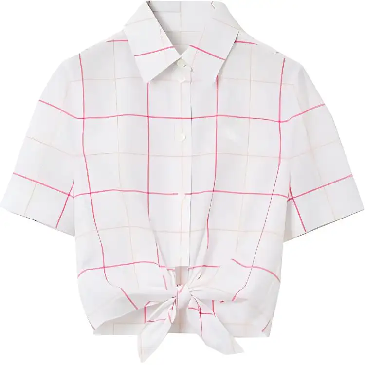 【Previous Season】checked cropped cotton shirt