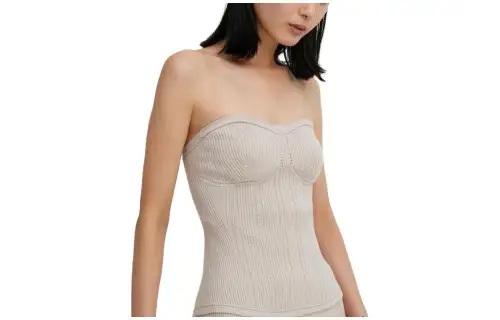 UNIQLO Strapless Tops Women's Light Beige Moderate Straight Fit