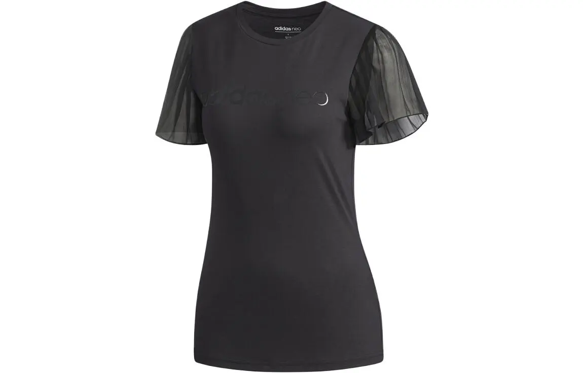 Adidas T-Shirts Women's Black Crew Neck Moderate Straight Fit