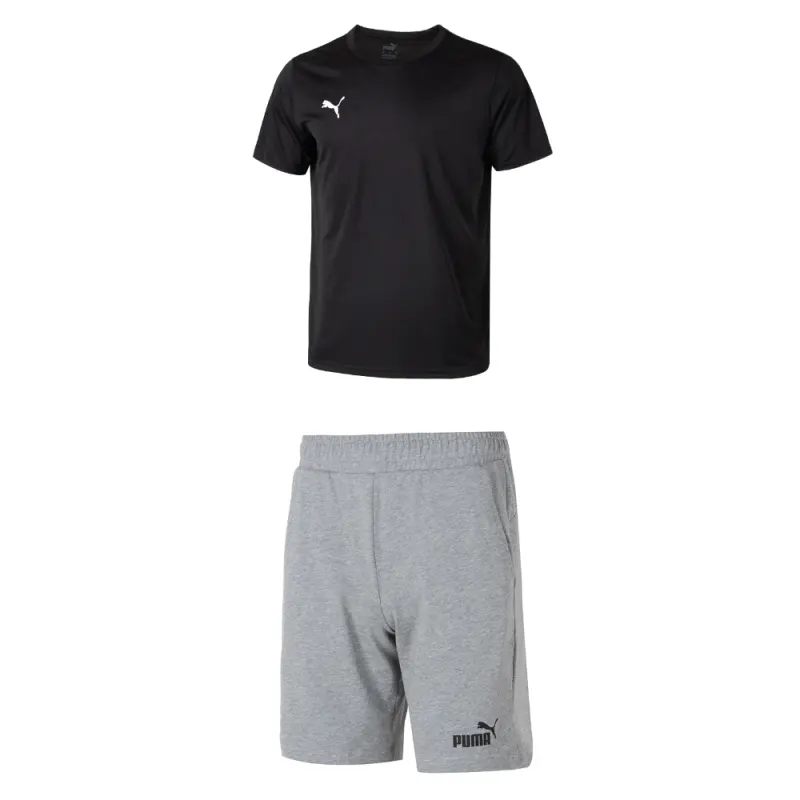 PUMA Casual Sportswear Men's Black+Gray Crew Neck Moderate