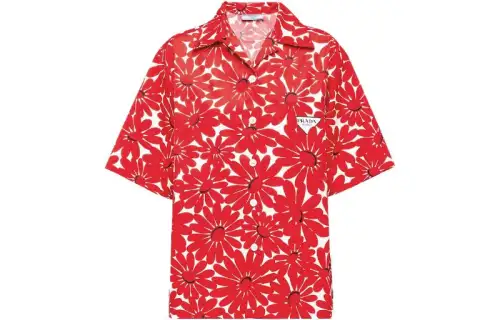 PRADA Shirts Women's Red Lapel Moderate Shirt