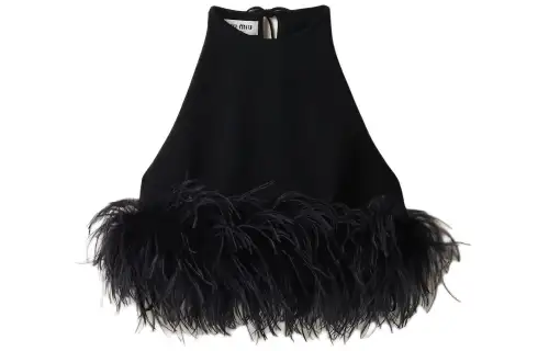 MIU MIU Camisoles Women's Black Crew Neck Moderate Halter Neck