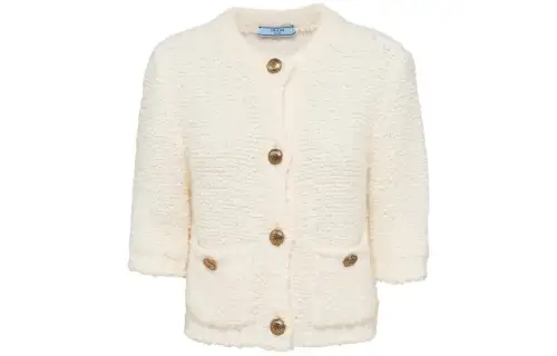 PRADA Cropped Bouclé Cardigan