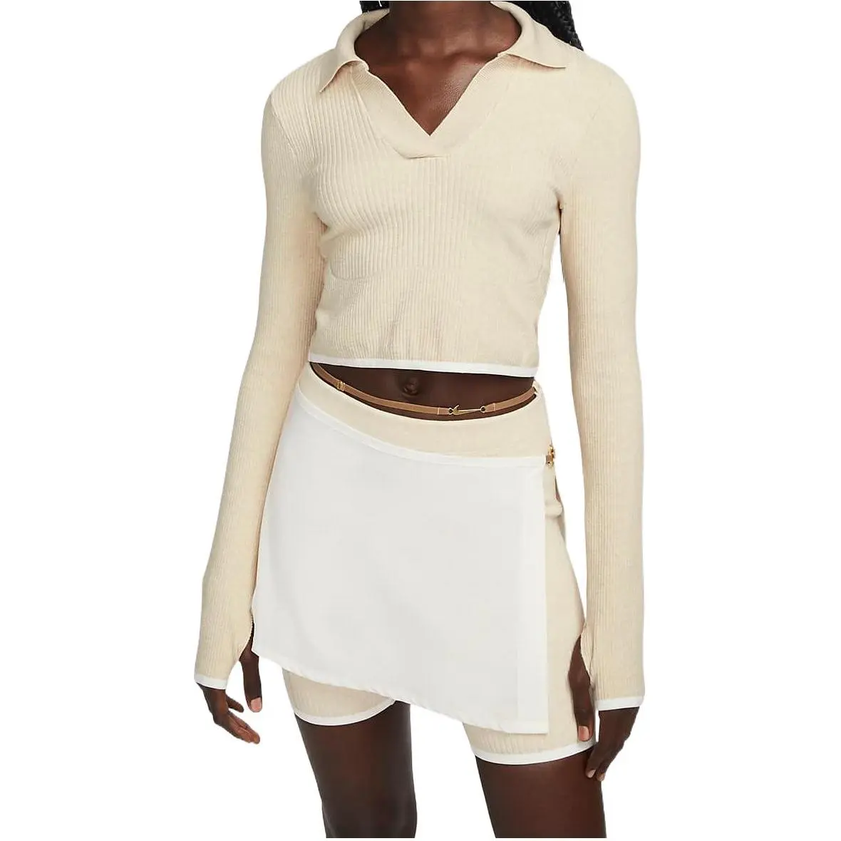 Nike Polo Shirts Women's Ecru Polo Collar Moderate Straight Fit