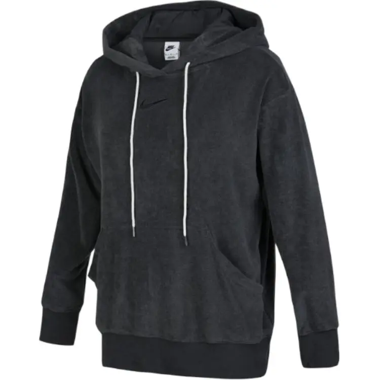 Nike Sweatshirts Women's Black Hooded Moderate Straight Fit
