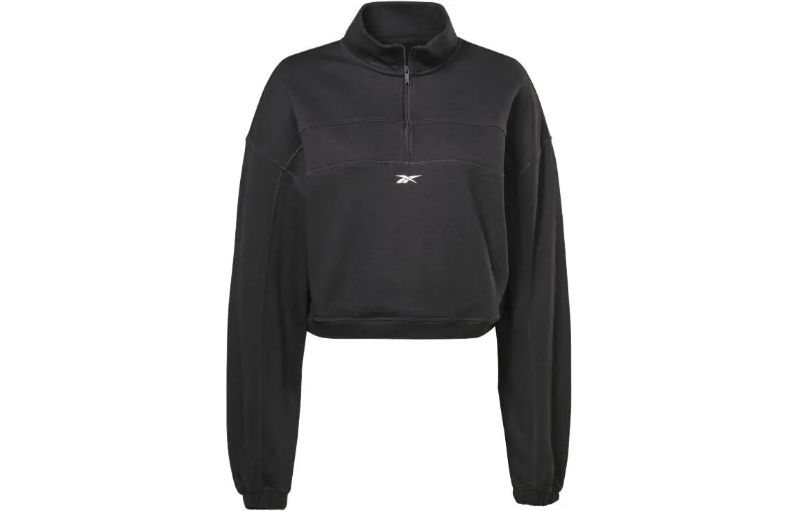 Reebok Sweatshirts Women's Black Stand Collar Moderate Regular